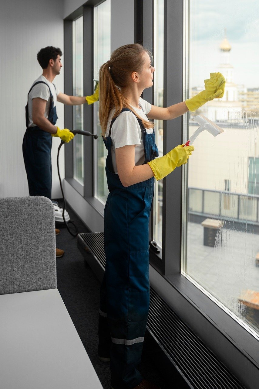 Das CleanPro-Team reinigt Fenster